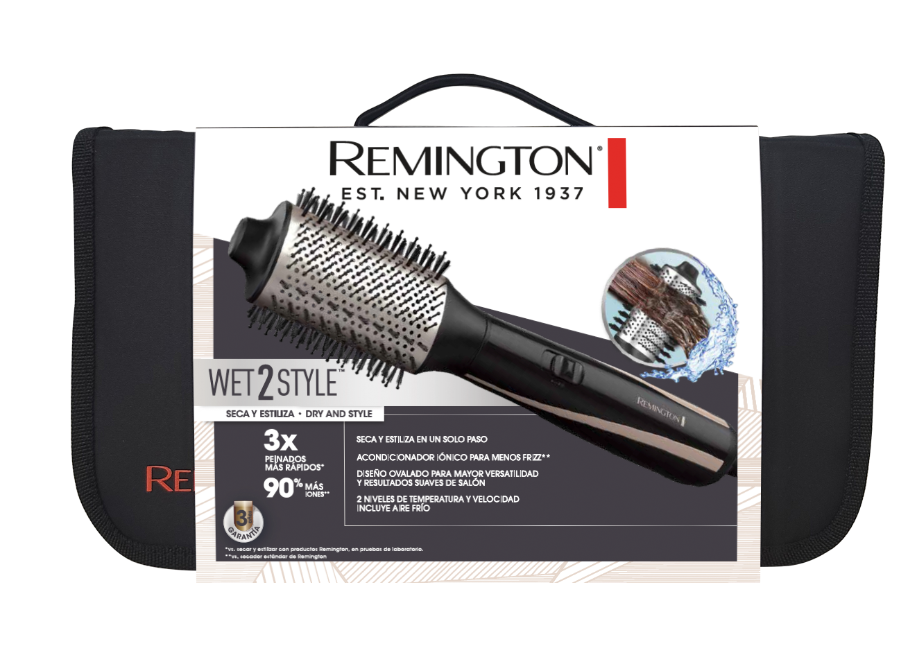 Cepillo Hot Air Styler AS21AO de la línea Wet2Style de Remington.