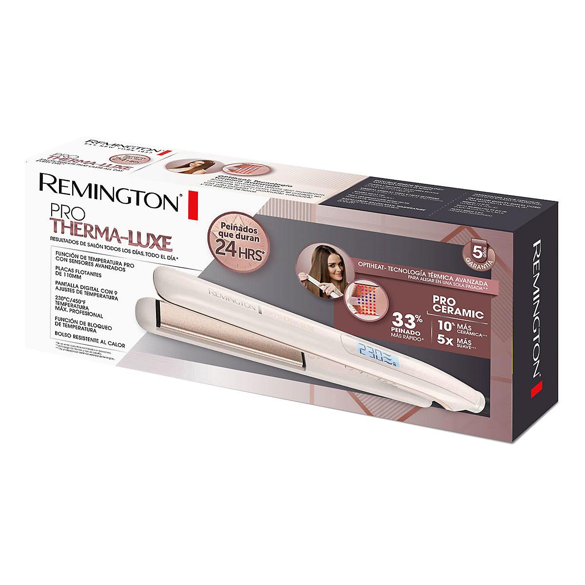 Plancha Alisadora S9100 de la línea Pro Thermaluxe de Remington