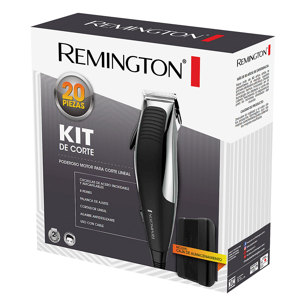 Cortadora Remington Cromada Kit 20 Pz - HC1095WM-F
