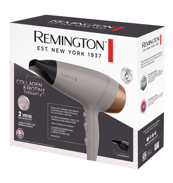 Secador de cabello D26A de la línea Collagen and Biotin Therapy de Remington.